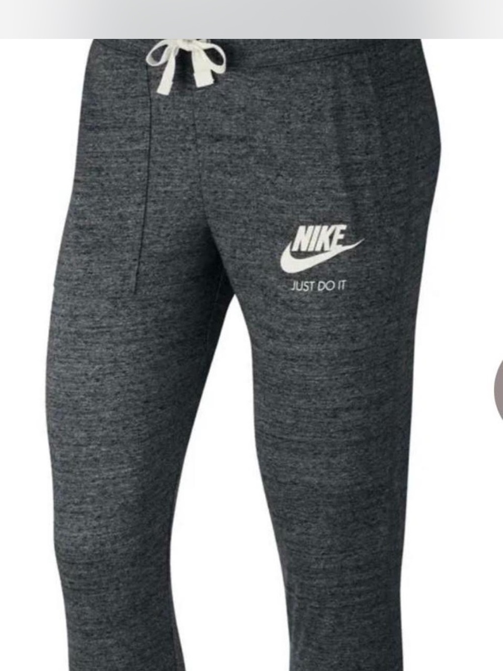 Nike Heather Charcoal Gray Track Joggers with White Logo